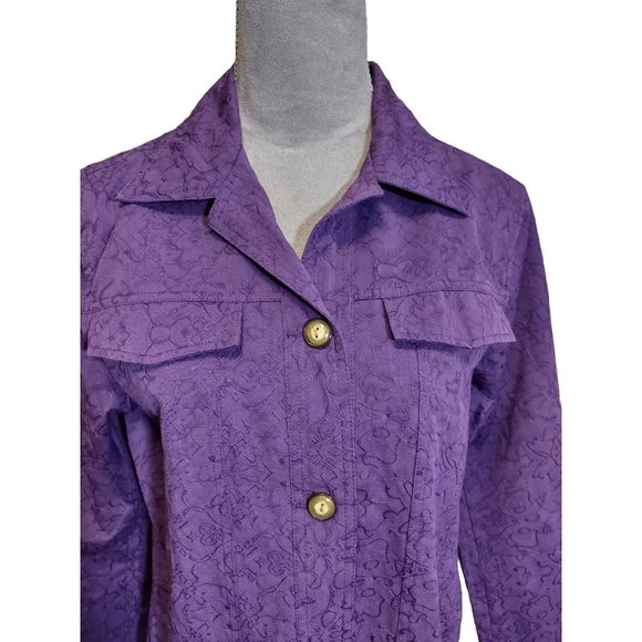 Vintage Tantrums Brocade Jacket Purple 3 Button Blazer with Pockets Large - Picture 8 of 8